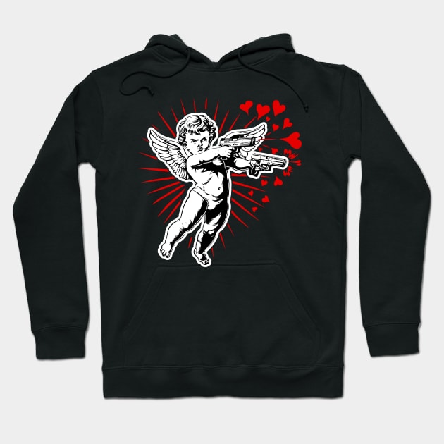 Spreading Love Cupid Cherub Shooting Hearts from Valentine's  Guns Hoodie by ChattanoogaTshirt